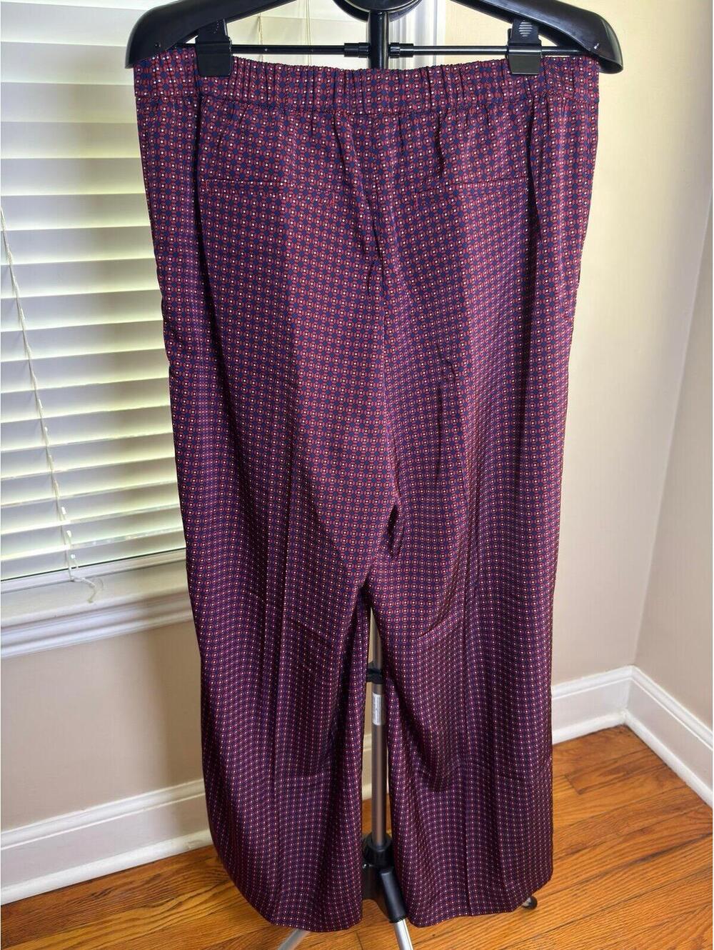 Banana Republic Hayden Wide Leg Pants Large Bugandy Geometric Print High Rise N - Picture 2 of 4